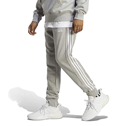 adidas Herren Essentials French Terry Jogginghosen, Medium Grey Heather/White, S von adidas