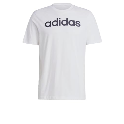 adidas Herren Essentials Single Jersey Linear Embroidered Logo Langarm T-Shirt, White/Black, L EU von adidas