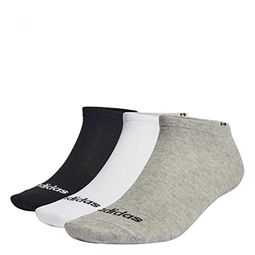 adidas Unisex Thin Linear 3 Pairs Sneaker-Socken, Medium Grey Heather/White/Black, XL von adidas