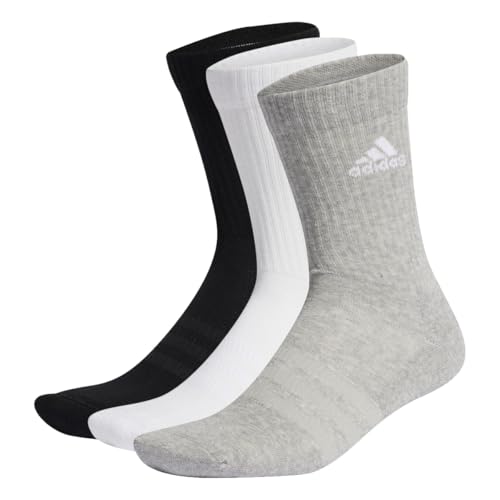 adidas Unisex Cushioned Crew Socks 3 Pairs, Medium Grey Heather / White / Black, 42-45 adidas Unisex Cushioned Crew Socks 3 Pairs, Medium Grey Heather / White / Black, 42-45 von adidas