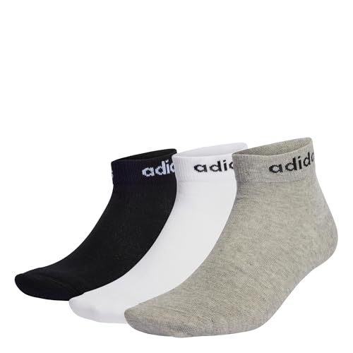 adidas Unisex Think Linear Ankle Socks 3 Pairs, Medium Grey Heather/White/Black, 40-42 adidas Unisex Think Linear Ankle Socks 3 Pairs, Medium Grey Heather/White/Black, 40-42 von adidas
