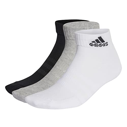adidas Unisex Cushioned Sportswear 3 Pairs Knöchelsocken, Medium Grey Heather/White/Black von adidas