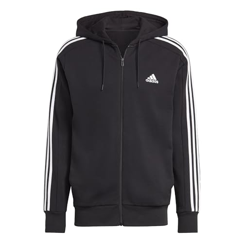 adidas Herren Essentials French Terry 3-Stripes Full-Zip Hoodie, Black/White, M von adidas