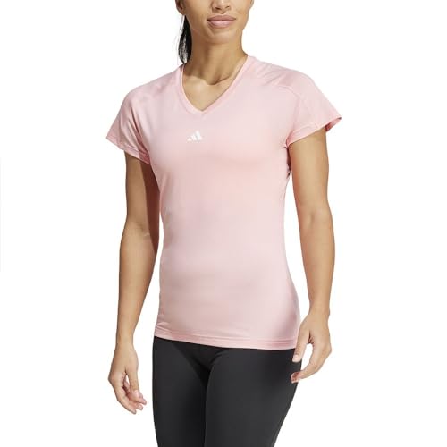 adidas Damen AEROREADY Train Essentials Minimal Branding V-Neck Tee, semi pink Spark, S von adidas