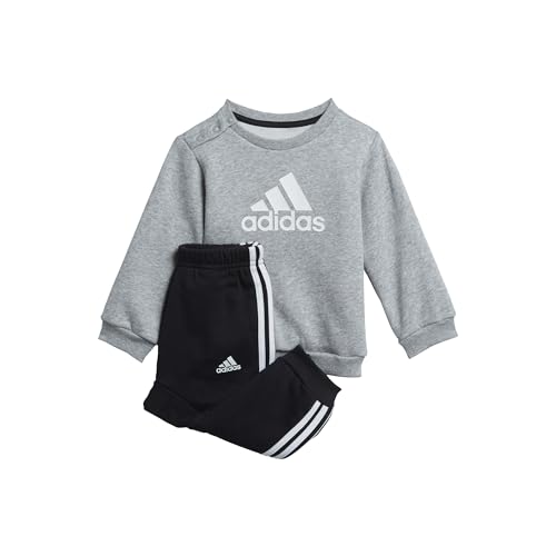 Adidas H28835 I BOS LOGO JOG Tracksuit Unisex Top:medium grey heather/white Bottom:BLACK/WHITE Größe 3-6M von adidas