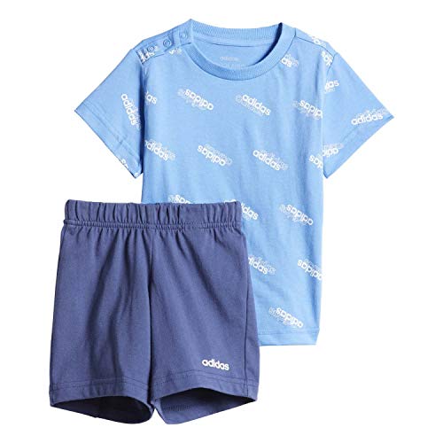 adidas Baby Trainingsanzug Infant Favorites Short Sleeve Set, Lucky Blue/White, 74, FM0656 von adidas