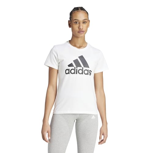 adidas Damen Essentials Logo Langarm T-Shirt, White/Black, M von adidas