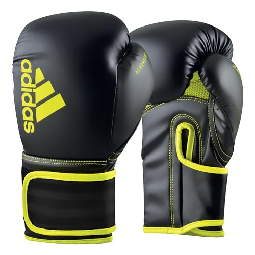 adidas Boxhandschuhe Hybrid 80 - geeignet fürs Boxen, Kickboxen, MMA, Fitness & Training - für Kindern, Männer oder Frauen - Schwarz/Gelb - 6 oz von adidas