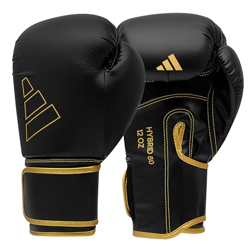 adidas Boxing Gloves - Hybrid 80 - for Boxing, Kickboxing, MMA, Bag, Training & Fitness - Boxing Gloves for Men & Women - Weight (6 oz, Black/Gold) von adidas