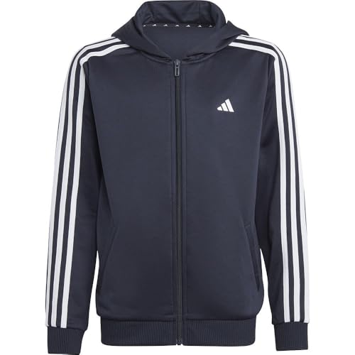 adidas Jungen Train Essentials AEROREADY 3-Stripes Regular-Fit Full-Zip Hoodie Trainingsjacke mit Kapuze, Legend Ink/White, 9-10 Years von adidas