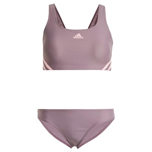 adidas Damen 3 Stripes Bikini Bikini-Set, Shadow fig/pink Spark, von adidas