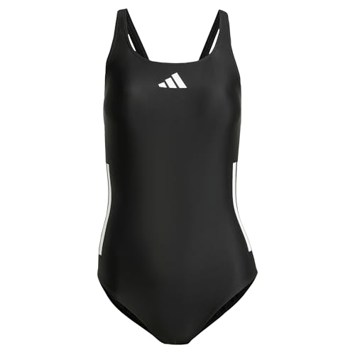 adidas Damen 3 Stripes C-Back Swimsuit Badeanzug, Black/White, adidas Damen 3 Stripes C-Back Swimsuit Badeanzug, Black/White, von adidas