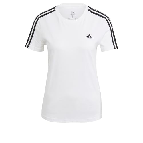 adidas Damen Essentials Slim 3-Stripes Tee, White/Black, XXS adidas Damen Essentials Slim 3-Stripes Tee, White/Black, XXS von adidas