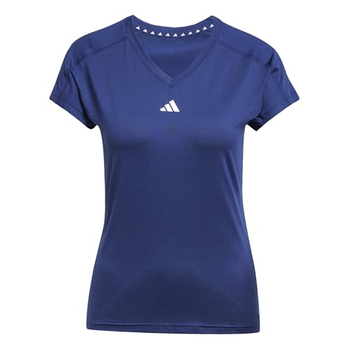 adidas Damen AEROREADY Train Essentials Minimal Branding V-Neck Tee, Dark Blue/White, S von adidas