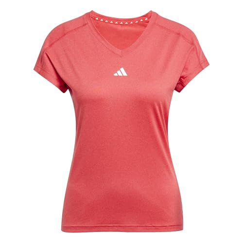 adidas Damen AEROREADY Train Essentials Minimal Branding V-Neck Tee, Pure Ruby/White, XS adidas Damen AEROREADY Train Essentials Minimal Branding V-Neck Tee, Pure Ruby/White, XS von adidas