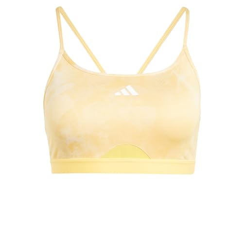 adidas Women's Aeroreact Training Essentials Light Support Tie-Dye Flower-Print Bra Sport-BH, Crystal Sand/Semi Spark, M C-D von adidas