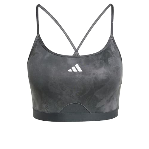 adidas Women's Aeroreact Training Essentials Light Support Tie-Dye Flower-Print Bra Sport-BH, Grey Five/Carbon, L C-D von adidas