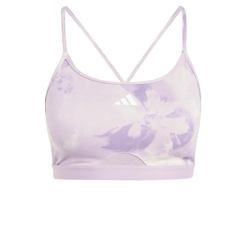 adidas Women's Aeroreact Training Essentials Light Support Tie-Dye Flower-Print Bra Sport-BH, Putty Mauve/Preloved Fig, XS A-B von adidas