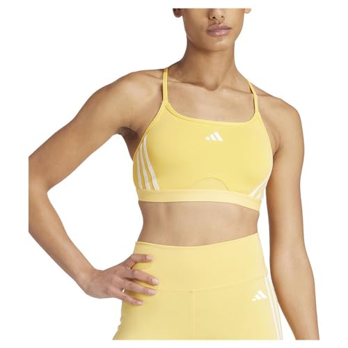 adidas Women's Aeroreact Training Light-Support 3-Stripes Bra Sport-BH, semi Spark/White, S C-D von adidas