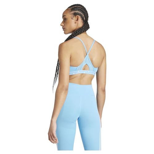 adidas Women's Aeroreact Training Light-Support 3-Stripes Bra Sport-BH, semi Blue Burst/White, L C-D von adidas