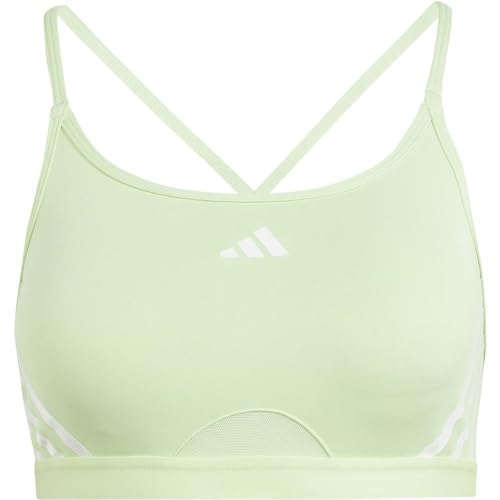 adidas Women's Aeroreact Training Light-Support 3-Stripes Bra Sport-BH, semi Green Spark/White, L A-B von adidas