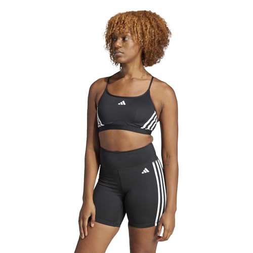 adidas Damen Aeroreact Training Light-Support 3-Stripes Bra Sport-BH, Black/White, L A-B von adidas