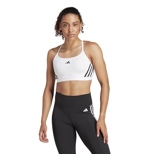 adidas Women's Aeroreact Training Light-Support 3-Stripes Bra Sport-BH, White/Black, XS A-B von adidas