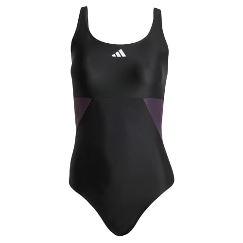 adidas Damen-Badeanzug mit Colorblock-C-Rücken, Größe 32, Schwarz/Legend Ivy, 58 von adidas