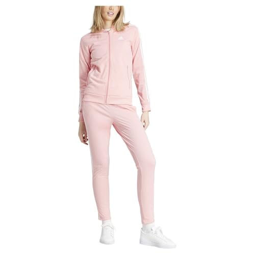 adidas Damen Essentials 3-Stripes Track Suit, semi pink spark/white, M adidas Damen Essentials 3-Stripes Track Suit, semi pink spark/white, M von adidas