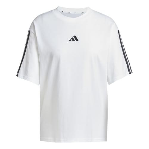 adidas Damen Essentials 3-Stripes Boyfriend T-Shirt, White/Black, S von adidas