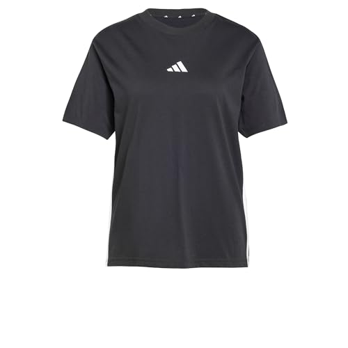 adidas Damen Essentials 3-Stripes Cotton T-Shirt, Black/White, S adidas Damen Essentials 3-Stripes Cotton T-Shirt, Black/White, S von adidas