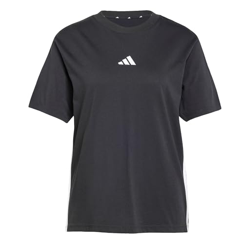 adidas Damen Essentials 3-Stripes Cotton T-Shirt, Black/White, S von adidas