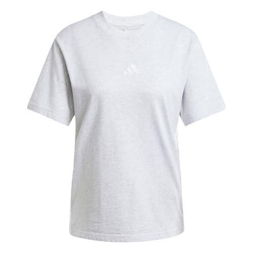 adidas Damen Essentials 3-Stripes Cotton T-Shirt, Light Grey Heather/White, XS von adidas