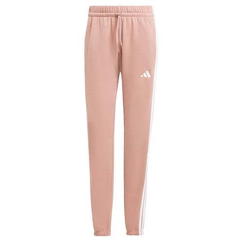 adidas Damen Essentials 3-Stripes French Terry Cuffed Pants, Warm Clay/White, L von adidas