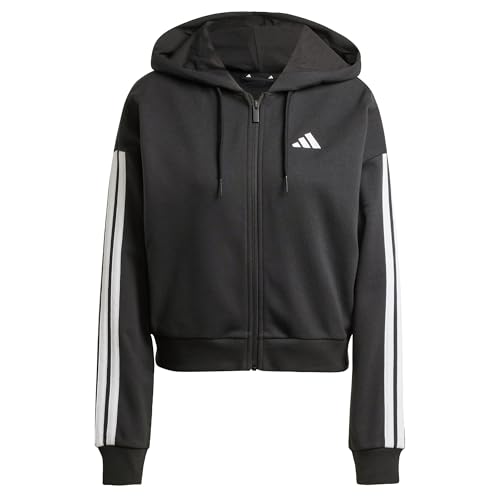 adidas Damen Essentials 3-Stripes French Terry Full Zip Hoodie, Black/White, L adidas Damen Essentials 3-Stripes French Terry Full Zip Hoodie, Black/White, L von adidas