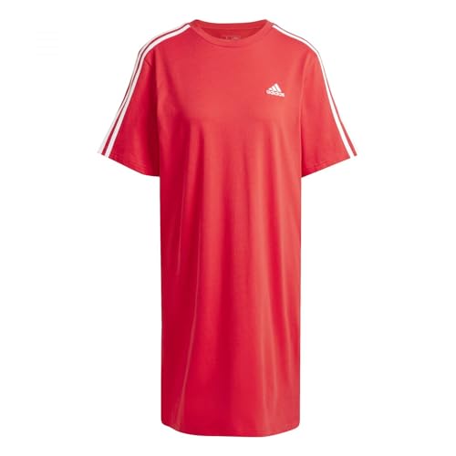 adidas Damen Essentials 3-Stripes Single Jersey Boyfriend Tee Dress Kleid, Better Scarlet, von adidas