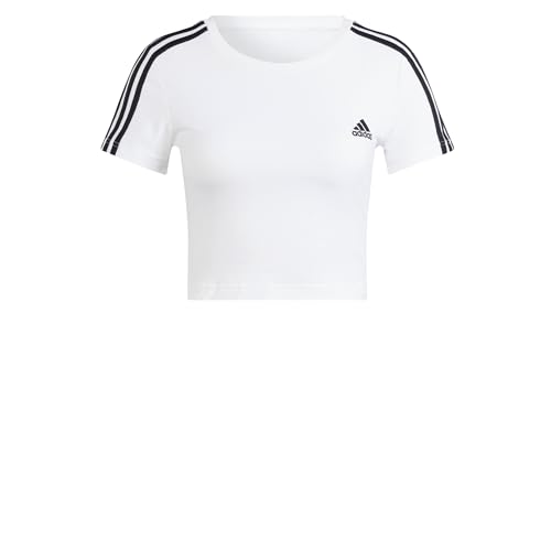 adidas Damen Essentials 3-Stripes Crop Tee, White, XL von adidas