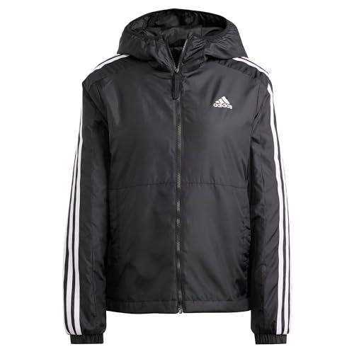 adidas Damen Essentials 3-Stripes Insulated Hooded Jacket Jacke, Black, S adidas Damen Essentials 3-Stripes Insulated Hooded Jacket Jacke, Black, S von adidas