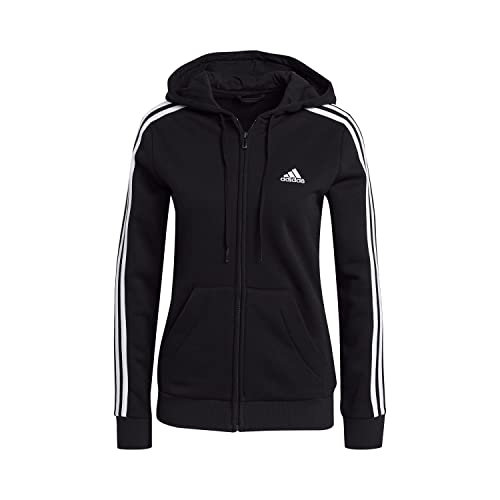 adidas Damen Essentials Fleece Kapuzenjacke, Black/White, XS von adidas