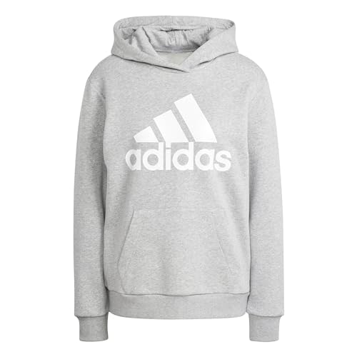 adidas Damen Essentials Logo Boyfriend Fleece Hoodie, Medium Grey Heather/White, 32 von adidas