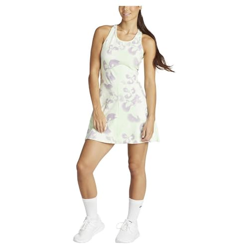 adidas Damen Jersey-Kleid mit Blumenmuster, Größe M, Elfenbeinfarben/halbgrüner Funken/vorgelassene Feige, Medium von adidas