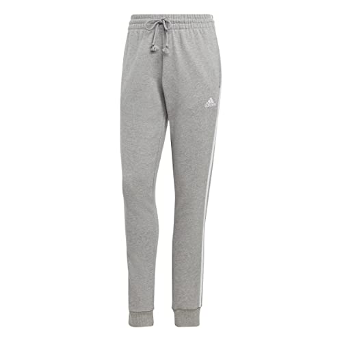 adidas Damen Essentials 3-Stripes French Terry Cuffed Pants, Medium Grey Heather / White, XL adidas Damen Essentials 3-Stripes French Terry Cuffed Pants, Medium Grey Heather / White, XL von adidas