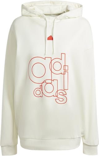 adidas Damen French Terry Print Hoodie, Off White, L von adidas