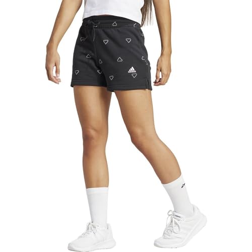 adidas Women's Essentials Monogram Fleece Graphic Shorts Lässige, Black, L von adidas