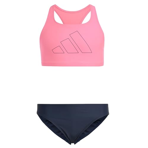 adidas Girl's Performance Big Bars Bikini Kids Badeanzug, Lucid Pink/Legend Ink, 13-14 Years von adidas