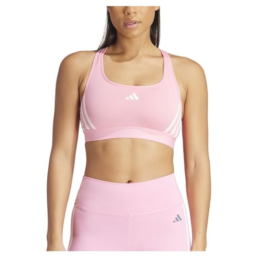 adidas Women's Powerimpact Train Medium-Support 3-Stripes Bra Sport-BH, Bliss pink/White, M C-D von adidas