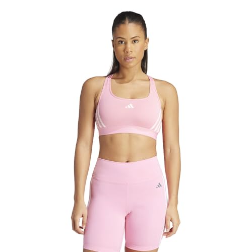 adidas Women's Powerimpact Train Medium-Support 3-Stripes Bra Sport-BH, Bliss pink/White, XL C-D von adidas