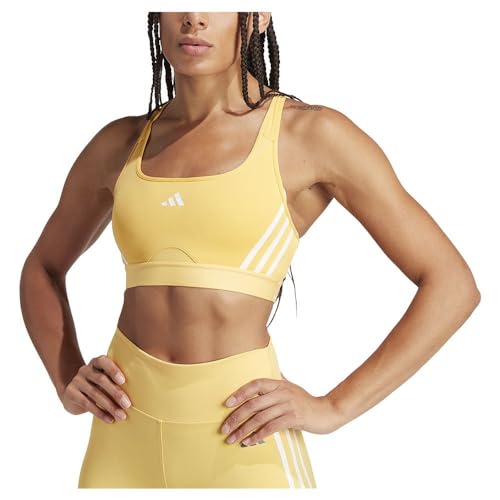 adidas Women's Powerimpact Train Medium-Support 3-Stripes Bra Sport-BH, semi Spark/White, XL A-B von adidas