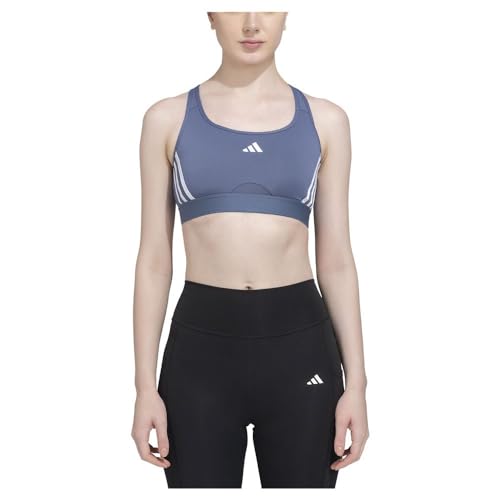 adidas Women's Powerimpact Train Medium-Support 3-Stripes Bra Sport-BH, preloved Ink/White, XL A-B von adidas