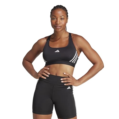 adidas Women's Powerimpact Train Medium-Support 3-Stripes Bra Sport-BH, Black/White, XS C-D von adidas